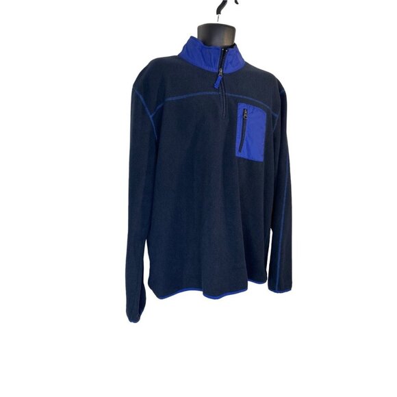 Vintage 1946 Mens Polar Fleece Mixed Media Zip Pocket Long Sleeve Mock Neck XXL - Picture 3 of 9